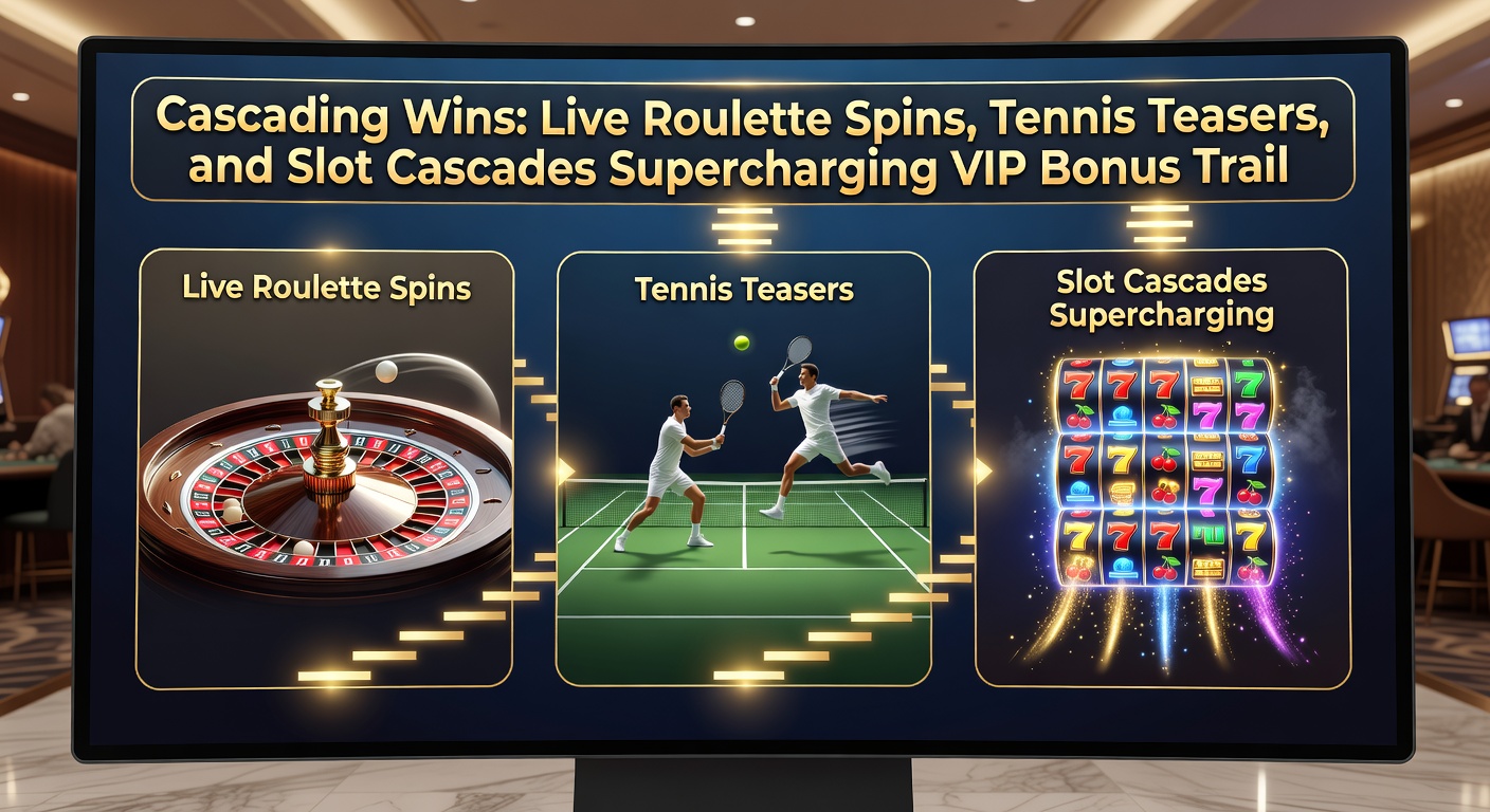 Intense tennis match teaser bets overlayed with cascading win multipliers and VIP progress indicators, showing how set wins chain into bonus accelerations
