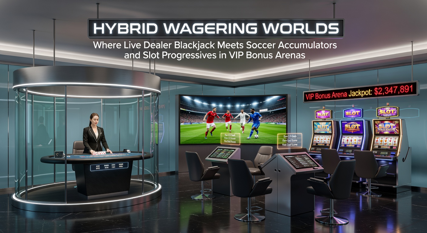 Vibrant digital interface showing live blackjack table alongside soccer betting odds and glowing slot progressive jackpots in a unified VIP wagering platform