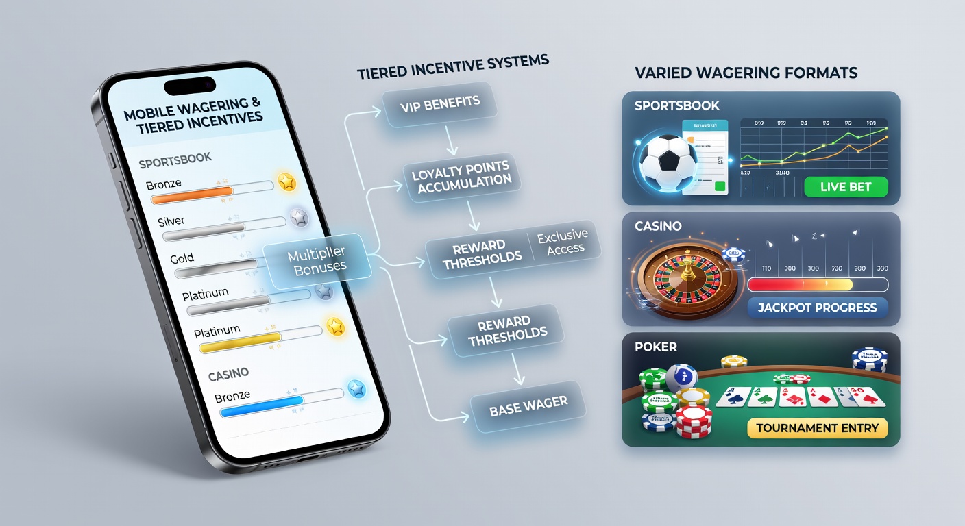 User navigating tier benefits on a mobile wagering interface with real-time updates