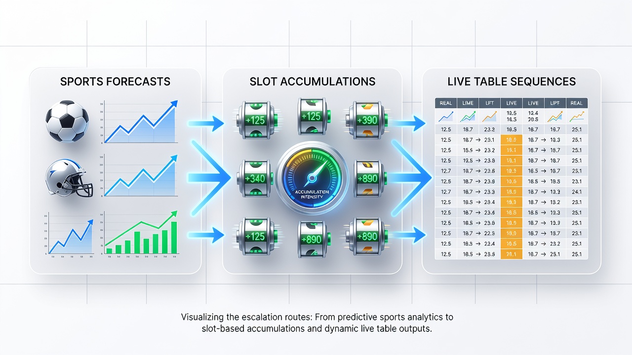 Illustration of settlement flow between sports bets, slot accumulators, and live dealer tables in a VIP mobile structure