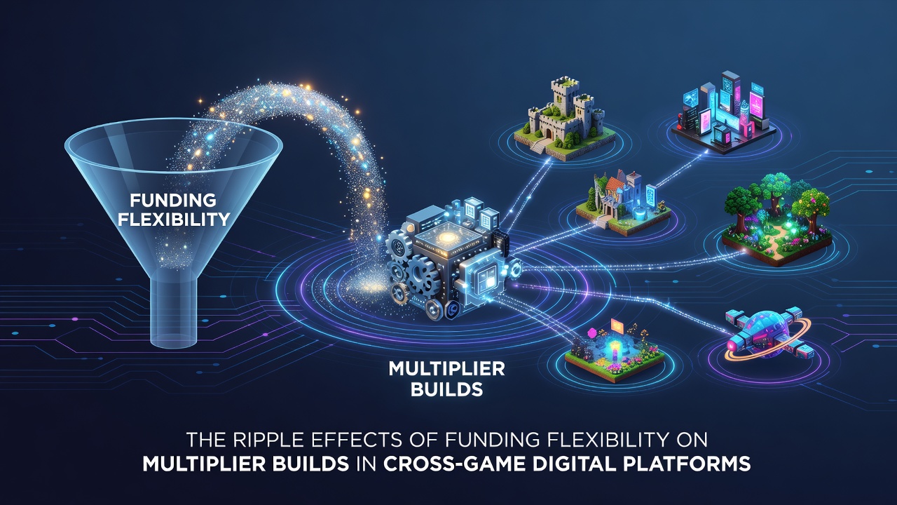 Digital platform interface showing funding options and multiplier progress across multiple game types including slots and table games