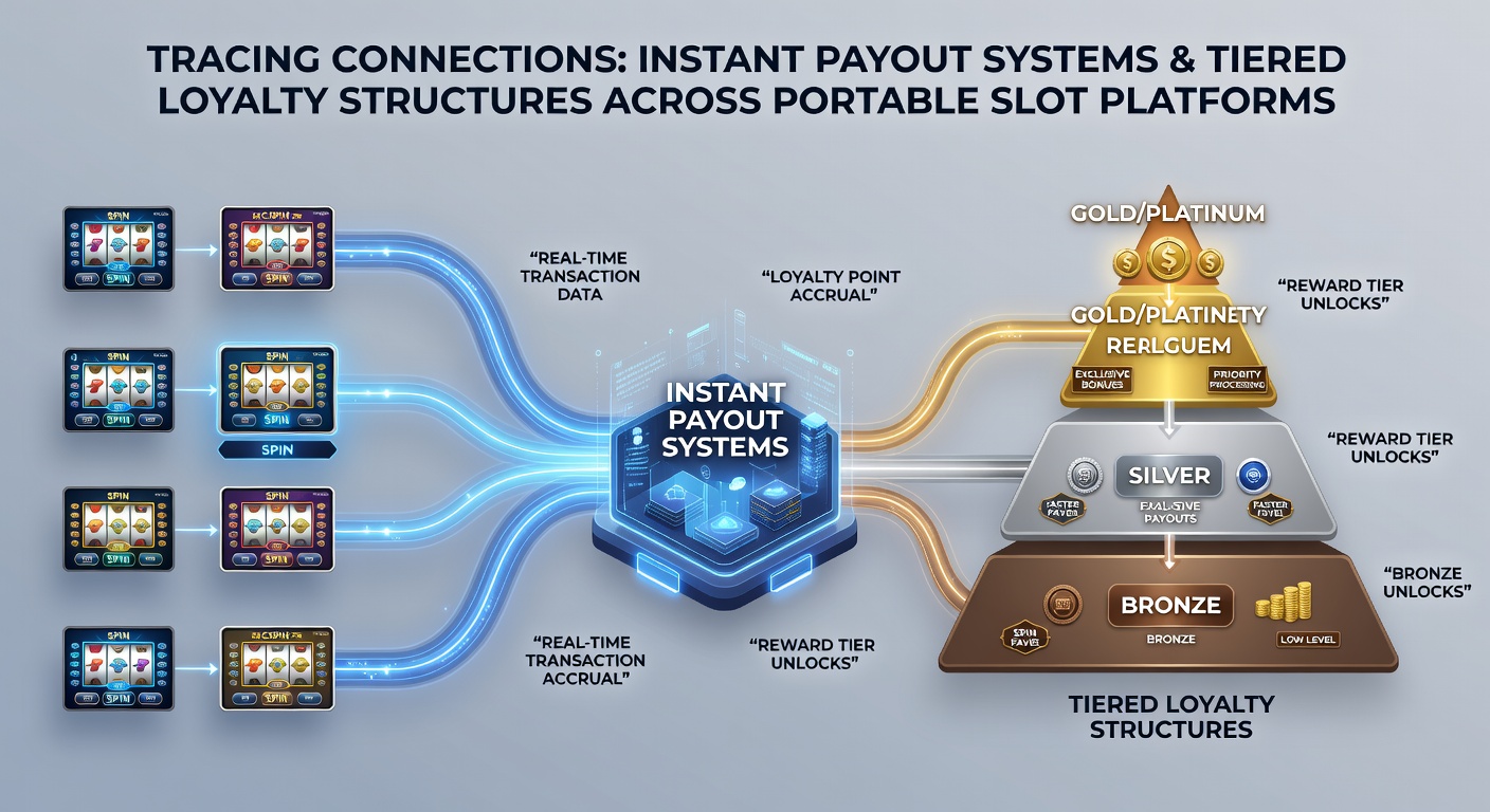 Diagram illustrating data flows between instant payouts, loyalty tiers, and multi-game participation in slots, tables, and sports betting