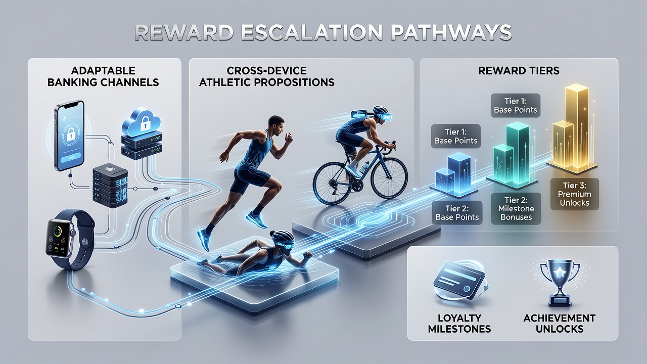 Live gaming dashboard illustrating reward progression tied to banking activity on multiple devices
